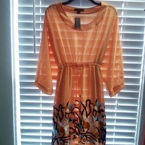 Peach Embroidered Summer Dress/Cover up NWT
